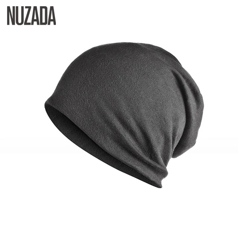 Brand NUZADA Solid Color Unisex Men Women Skullies Beanies Hedging Cap Knit Knitting Cotton Double Layer