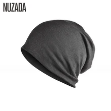 Бренд NUZADA Сплошной Цвет Унисекс Мужчины Женщины Skullies Шапочки Колпачок Хеджирования Вязать Вязание Хлопок Двойной Слой Ткани Шапки Капот Hat