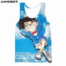 Jumeast бренд Для мужчин/Для женщин 3D жилет с принтом с героями мультфильмов аниме Детектив Конан короткий рукав спортивный пуловер летняя майка Футболки