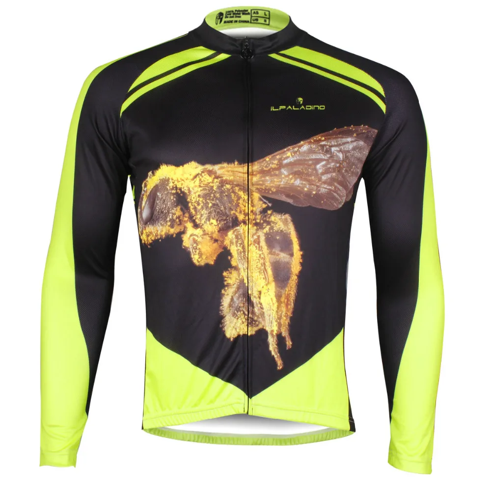 

Hornet Pattern Men Long Sleeve Cycling Apparel Full Zipper Bike Jersey Green Pro Cycling Jerseys Ciclismo Ropa Size S-6XL