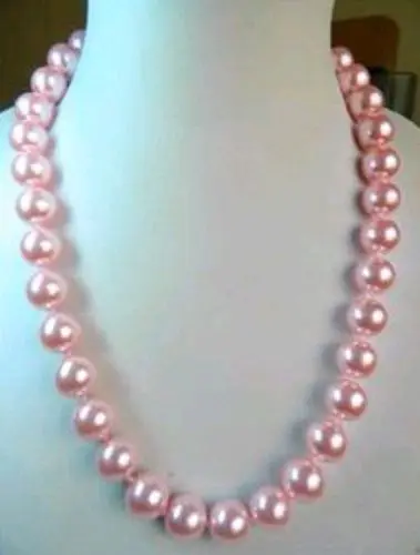 

New Beautiful 8mm pink sea shell Pearl Necklace 18" AAA^^^@^Noble style Natural Fine jewe FREE SHIPPING