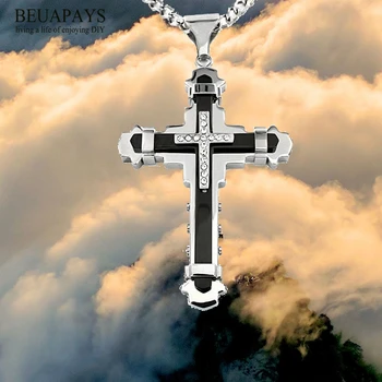 

1pcs cross Jesus Christ Party Favors DIY Stainless steel alloy Cross multi-drill Stainless Steel Necklace Car Pendant pray gift