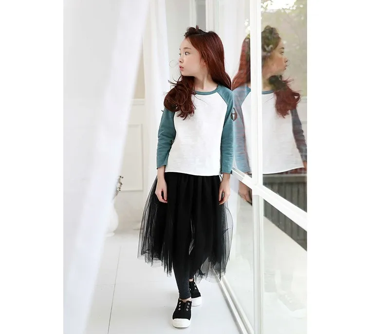 fashion girls leggings with long mesh skirt pants black teenagers baby kids leggings for girls 2017 spring autumn children pants clothing (6)