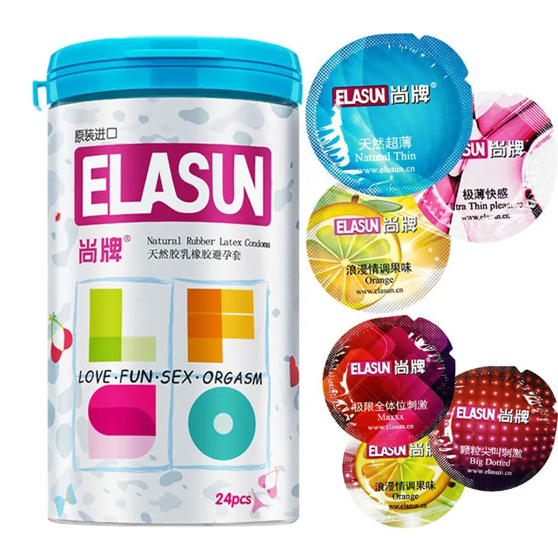 Elasun 24 Pcs font b Condoms b font 5 Types Ultra thin Ice and Fire font