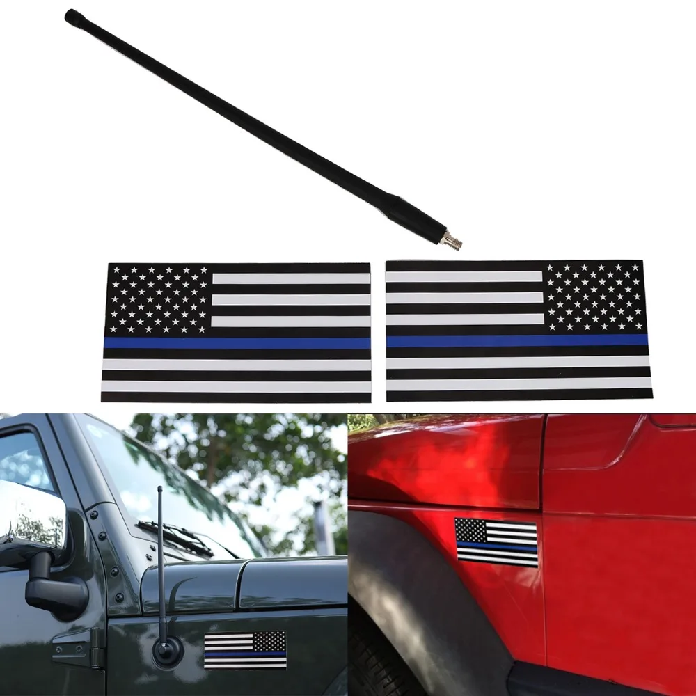 13" Antenna For Jeep Wrangler JK + 2pcs United States Police
