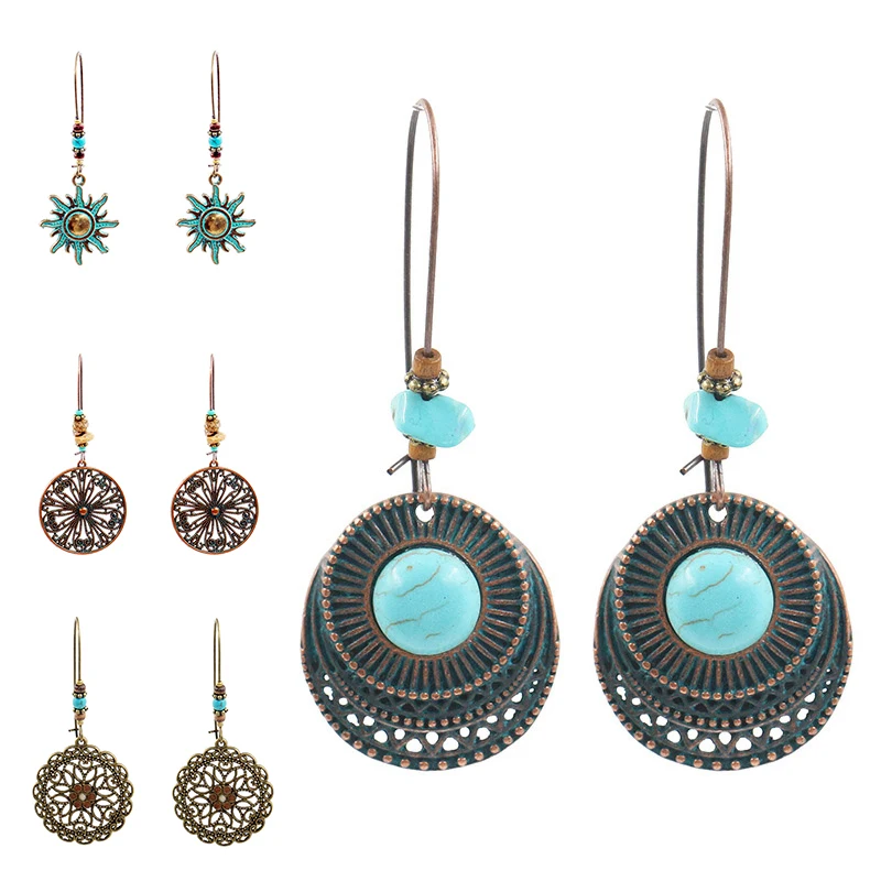 

Sale Retro Wedding 1Pair Unique Bohemian Punk Style Copper Women Summer Drop Earring