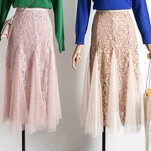 Новая мода осень зима юбка женская Империя крюк сетка юбки Феи девушка Студенческая универсальная юбка