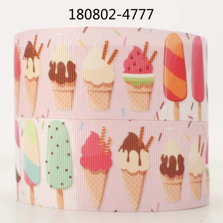 

50 yards lovely pink ice cream pattern ribbon printed grosgrain ribbon DIY