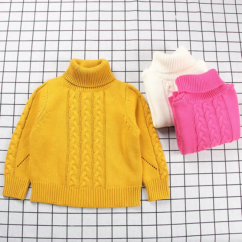 

Winter Boys Sweaters Baby Girl Sweater Knitted Pullover Turtleneck Warm Outerwear Kids Sweater 1-6Y Children's Clothing 032