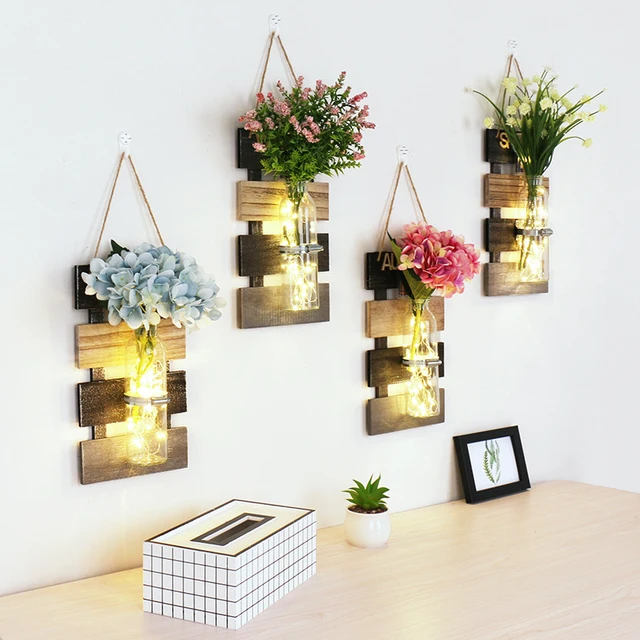 1pc Ins Style Mason Jar Sconces With Led Fairy Lights Flowers Wall 1pc Ins Style Mason Jar Sconces With Led Fairy Lights Flowers Wall Light Rustic Home Decor For Cafe Bar Christmas
