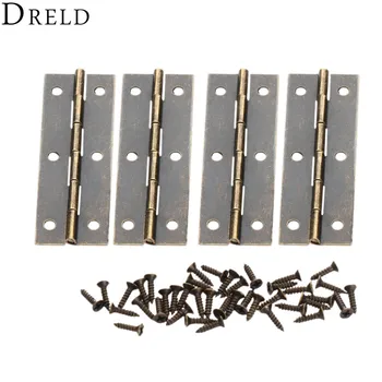 

DRELD 4pcs 60*20mm Antique Furniture Hinge Cabinet Drawer Door Butt Hinge Vintage Jewelry Wooden Box Hinges For Woodworking
