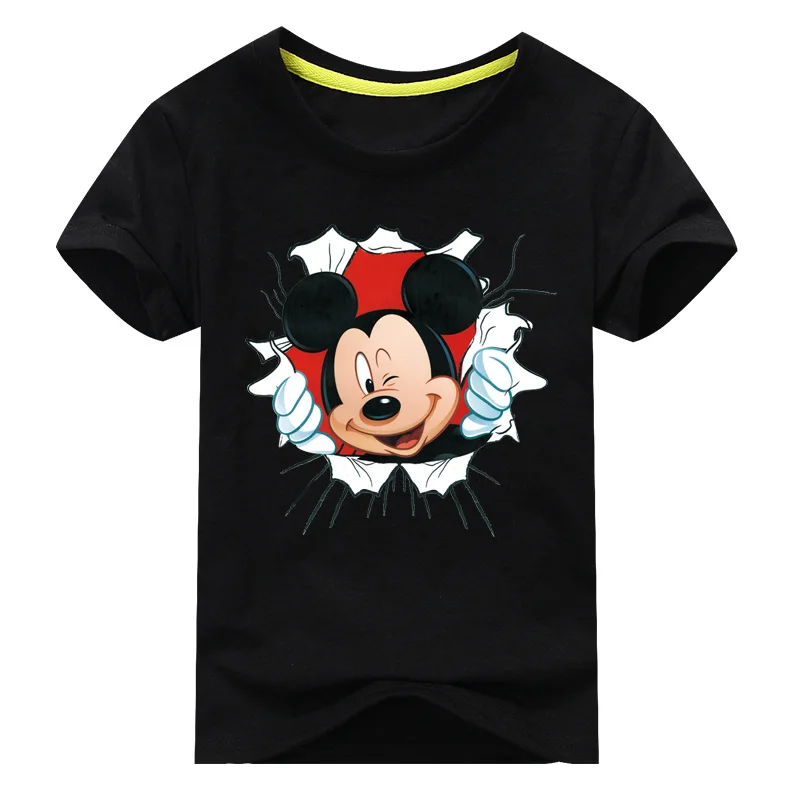 Г. летние шорты рукавом 3D Микки печати футболки для мальчика Хлопковые футболки детские футболки с круглым вырезом костюм DX012 - Цвет: Type2 Black