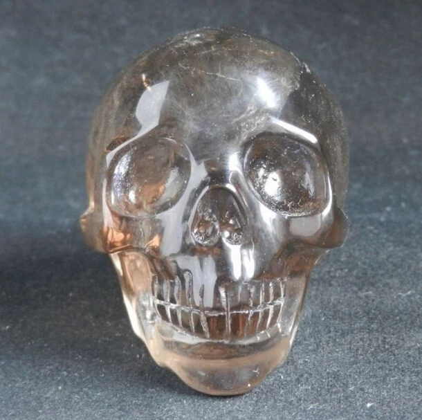 Натуральный дымчатый кварц рок череп Резьба, Реалистичный, кристалл исцеление