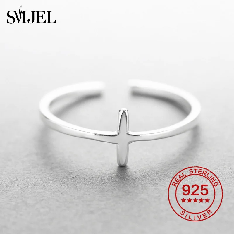 Женское классическое кольцо SMJEL из стерлингового серебра 100% пробы с крестом