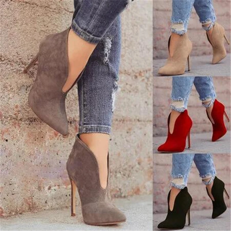 MStacchi Ladies New High Heel Boots V-Neck Simple Style Party Prom Casual Shoes Solid Pointed Toe Thin High Heels Shoes Woman MStacchi Ladies New High Heel Boots V-Neck Simple Style Party Prom Casual Shoes Solid Pointed Toe Thin High Heels Shoes Woman