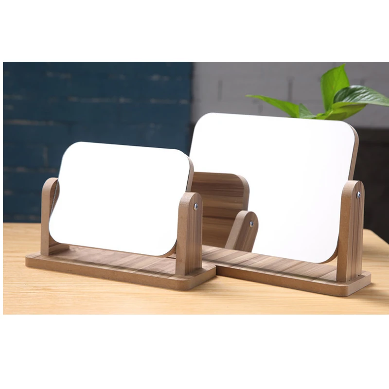 New Wooden Frame Makeup Mirror Home Decoration Cosmetic Dresser Hd Mirror Portable Vanity