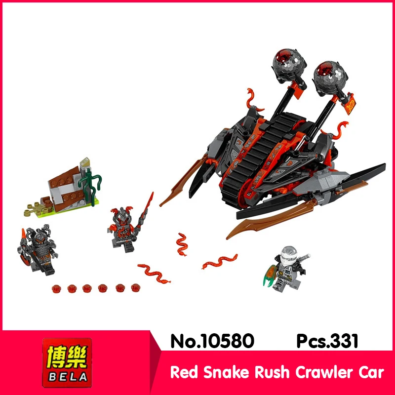 

Bela 10580 331pcs Ninja Series Red Snake Rush Crawler Car Model Building Blocks Set Bricks Toy   LEPIN 70624 Gift