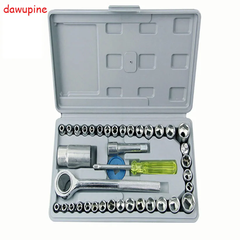 

dawupine 40 pcs Car Repair Tool Sets Combination Tool Wrench Set Batch Head Ratchet Pawl Socket Spanner Screwdriver