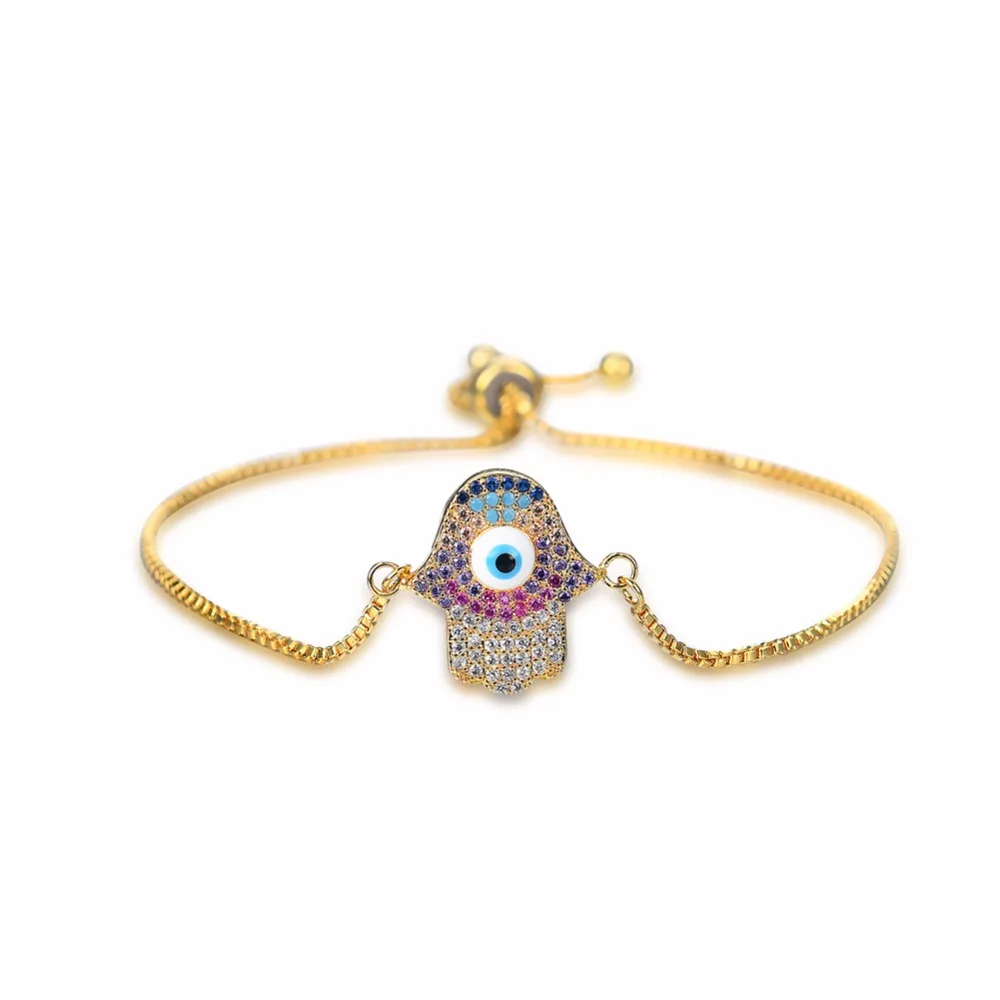 Turkish Jewelry Simple Bracelet Turkey Evil Eye Copper AAA Zircon Women