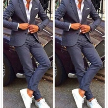 Темно-серый комплект со смокингом жениха мужской костюм 2 предмета в комплекте, приталенный силуэт, мужская, на свадьбу, на выпускной костюмы для званого обеда лучший мужской Блейзер Одежда для жениха