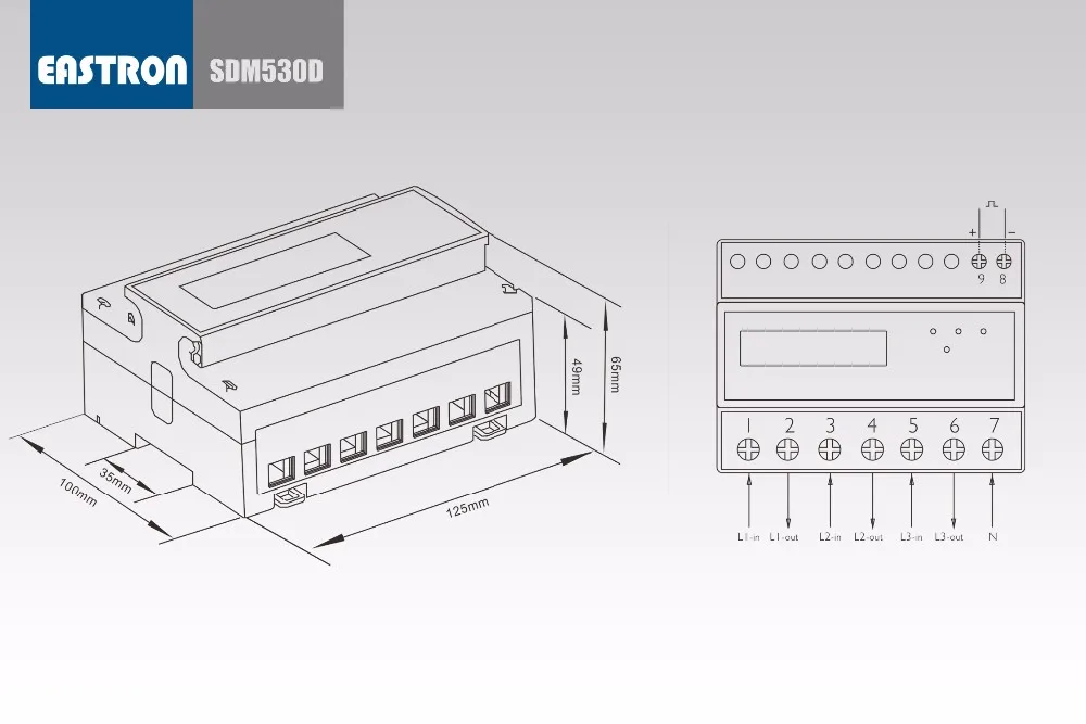 SDM530D 10(100) A, 220/230 V, трехфазный четырехпроводный din-рейку счетчик энергии, импульсный выход, измерение кВт-ч, Одобрено CE