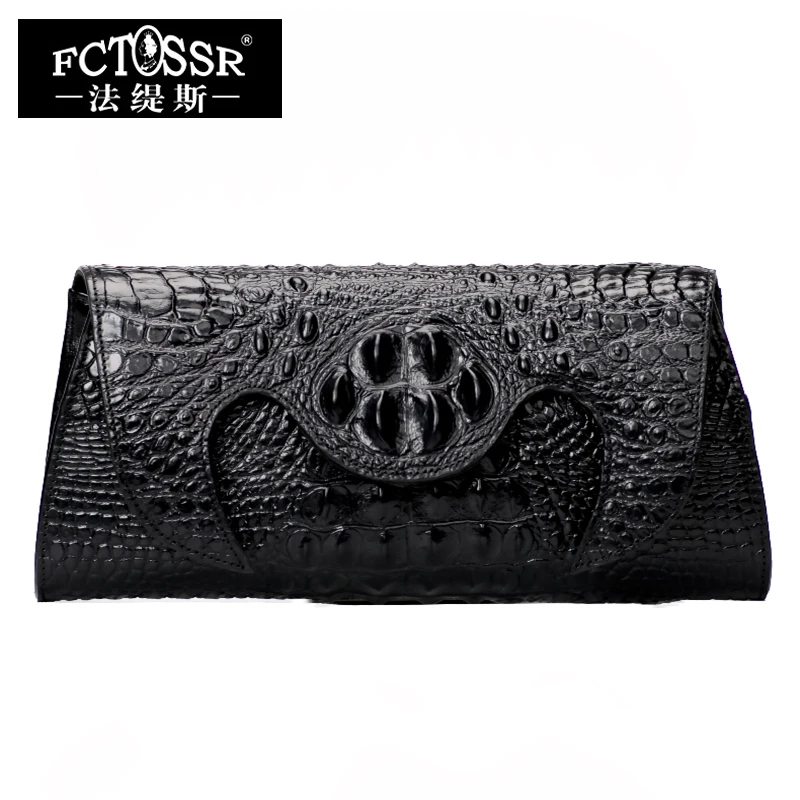 

Shoulder Sling Bag Crocodile Pattern Women Luxury Clutch 2019 Handmade Genuine Leather Lady Messenger Bags for Party Evening