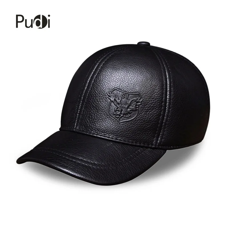 Günstige HL125 Frühling freies verschiffen echtem leder baseball cap in männer marke neue warme echt kuh leder caps hüte