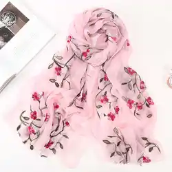 Зимний шарф в клетку теплая вышивка длинный женский шарф шали хлопок бренд шеи 2018 Дышащие Модные женские шарфы платки Femme
