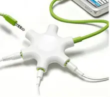 6-Way 3.5mm Stereo Audio headphone jack 3.5 Audio Female Splitter Adapter Audio Earbuds Earphones Headset Hub Adapter for iPod
