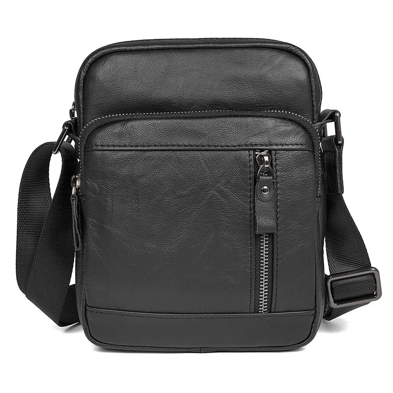 

Nesitu High Quality Black Real Skin Genuine Leather Small Men Messenger Bags Cowhide Cross body Male Shoulder Bag M1040