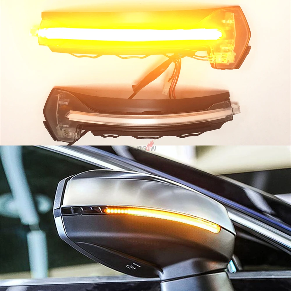 

LED White Dynamic Turn Signal Side Wing Rear View Rearview Mirror Indicator Blinker Repeater Light For AUDI A3 S3 8V 2013-2018