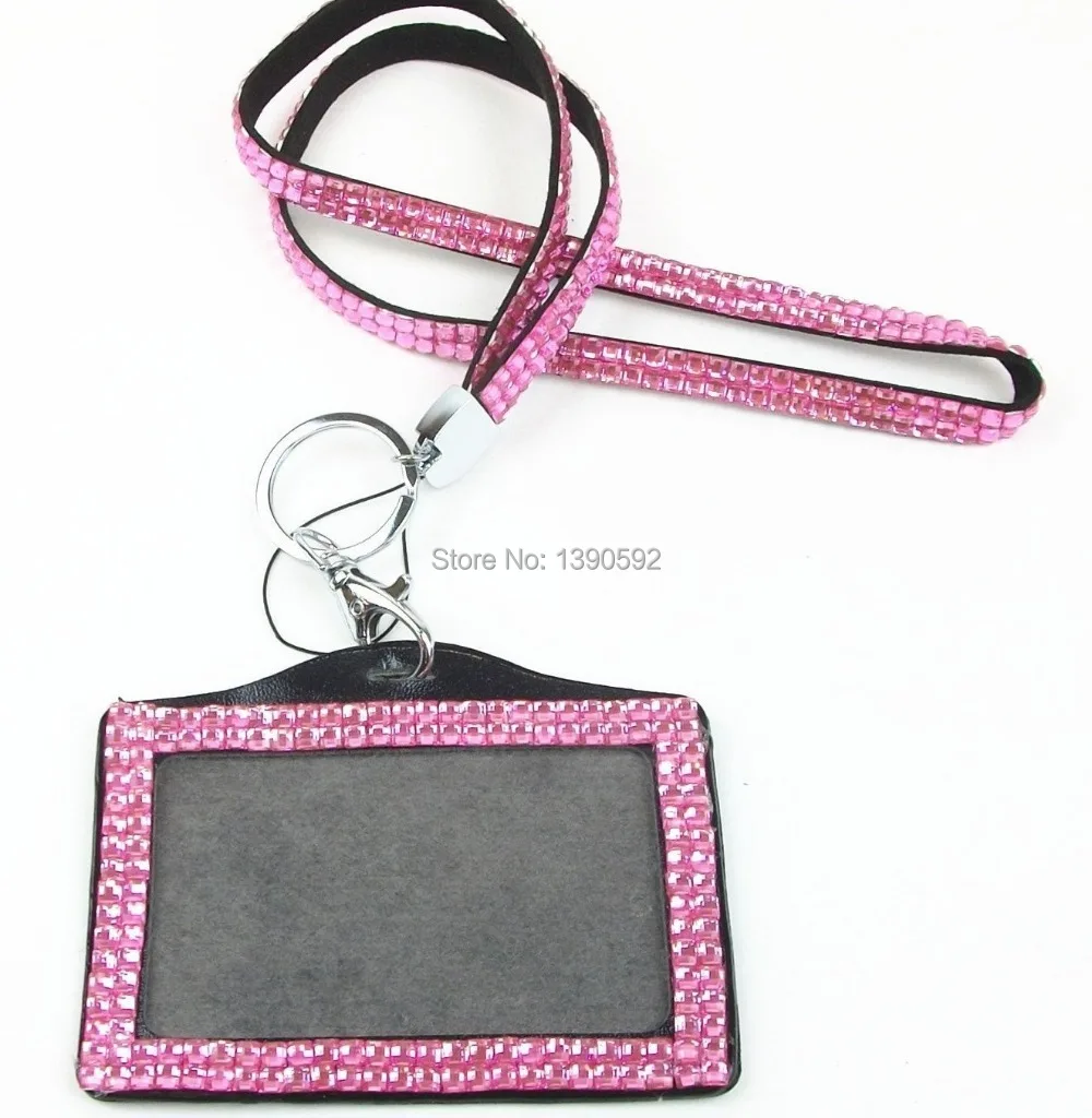 Excellent Free shipping 100 pcs/lot Rhinestone Bling Lanyard with Horizontal Lined ID Badge Holder and Key Chain 0 Excellent Free shipping 100 pcs/lot Rhinestone Bling Lanyard with Horizontal Lined ID Badge Holder and Key Chain 0