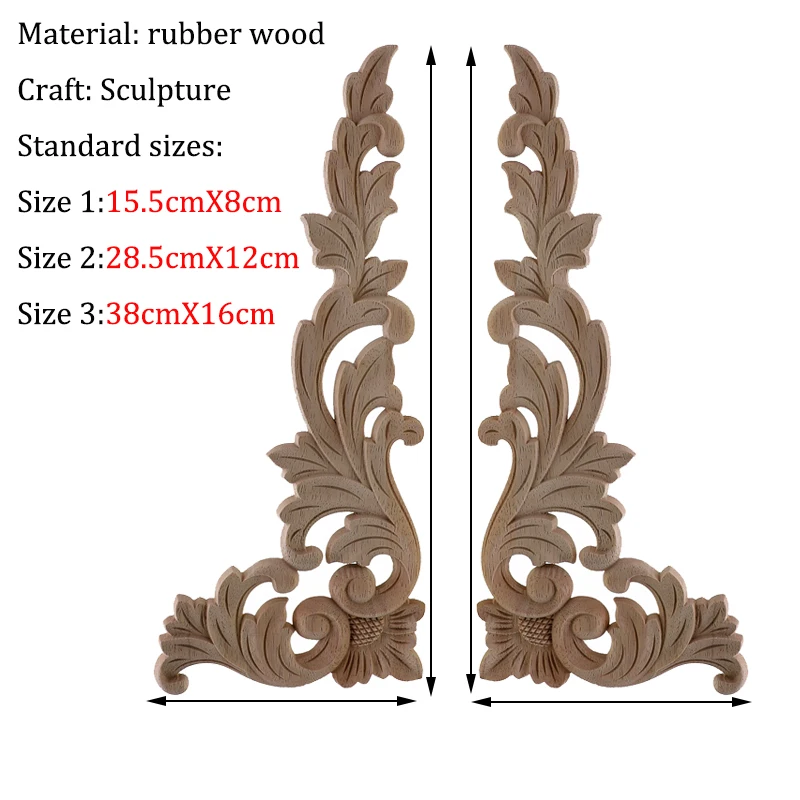 Wood Applique Decorative Flower Piece Wall Wardrobe Home Decoration