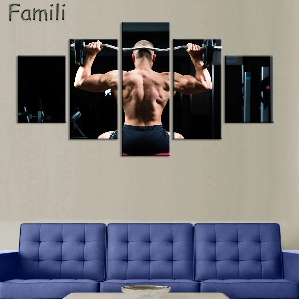 

5pcs Wall Art Poster Bodybuilding Exercise Fitness Sports Painting Canvas Printing Unframed Modular Pictures Hot Cuadros Decor