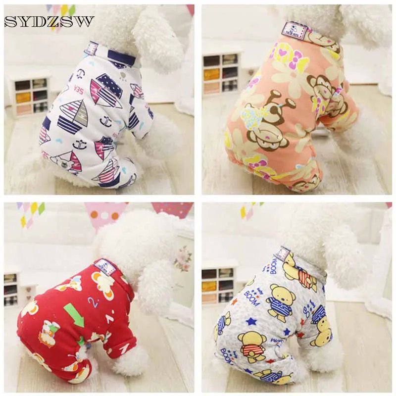 Cute Printed Pet Clothes Small Dog Jumpsuit Rompers Chihuahua Pet Hoodie Coat for Dogs Cats Super Soft and Warm Puppy Dog Costume XS S M L XL2