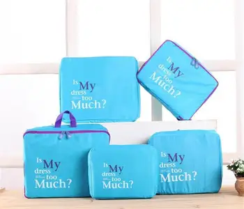

100set/lot* High Quality 5pcs/Set Travel Luggage Packing Cube Organizer Bag Nylon Mesh Travel Pouch Storage Bag Set 4 colors