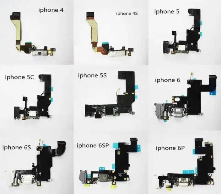 

USB Dock Connector Charging Port Flex Cable For iPhone 4 4S 5 5S SE 5C 6 6S 4.7" 7 plus USB Charger Plug Flex Cable Repair Parts