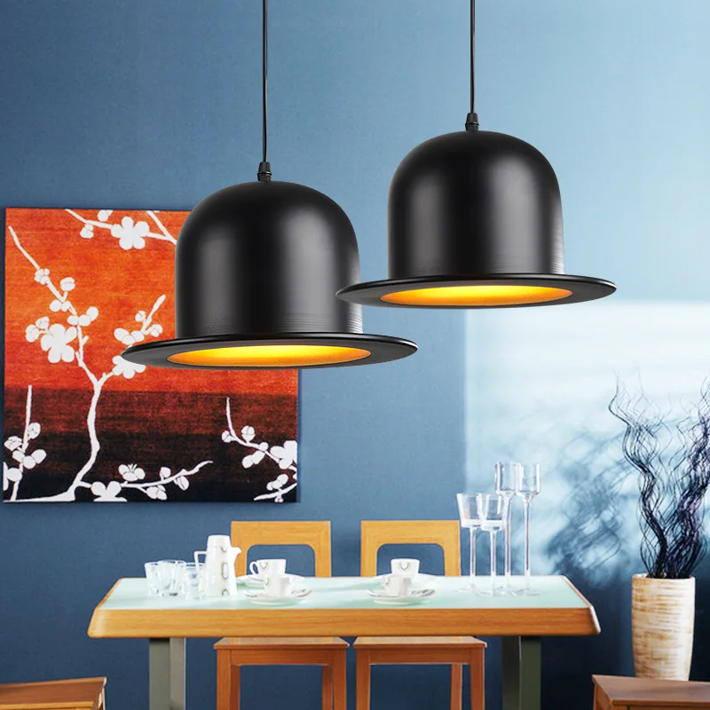 Modern Black Hat Pendant Light British Chaplin Cap Pendant Lamp Bar Restaurant Suspension Drop Pendant Light (17)