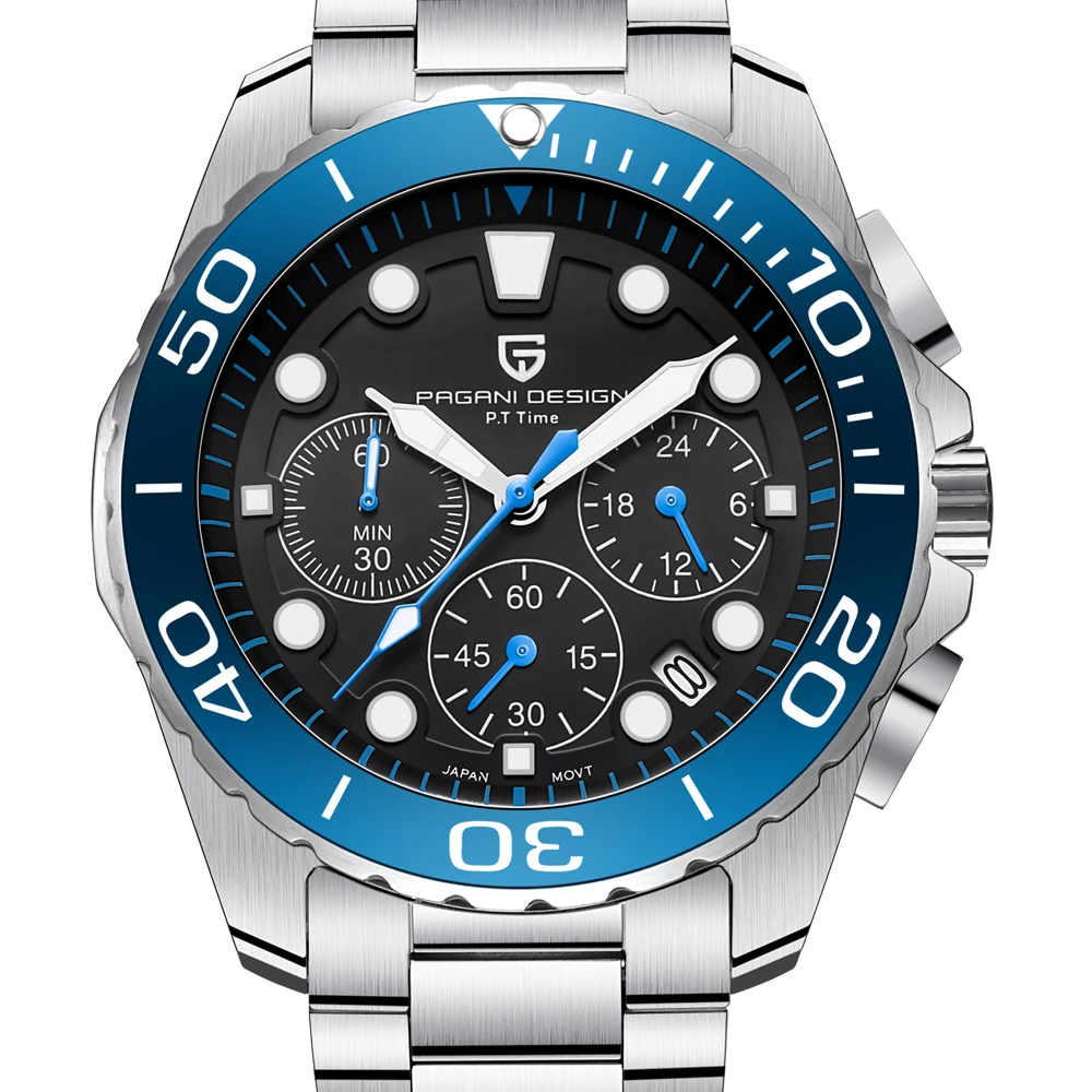

Luxury Brand High quality steel watchcase band Diving Sport Quartz Watch Fashion Military Men Gifts Clock Rotating ceramic case