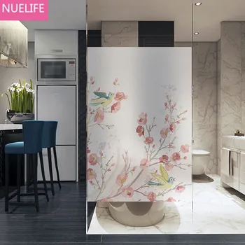 

60x100cm Color birdtalk floral pattern glass film office bathroom living room opaque window door glass film