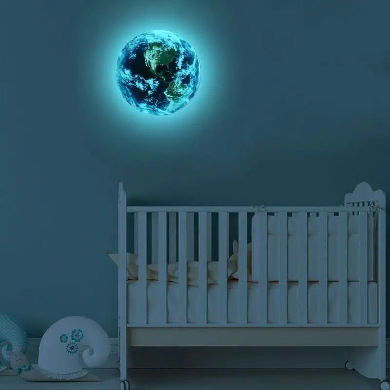 

1pcs Bedroom Stickers 5cm Cartoon Wall Kids Bedroom Glow In The Dark Wall Moon Earth Stickers Cartoon DIY 3D