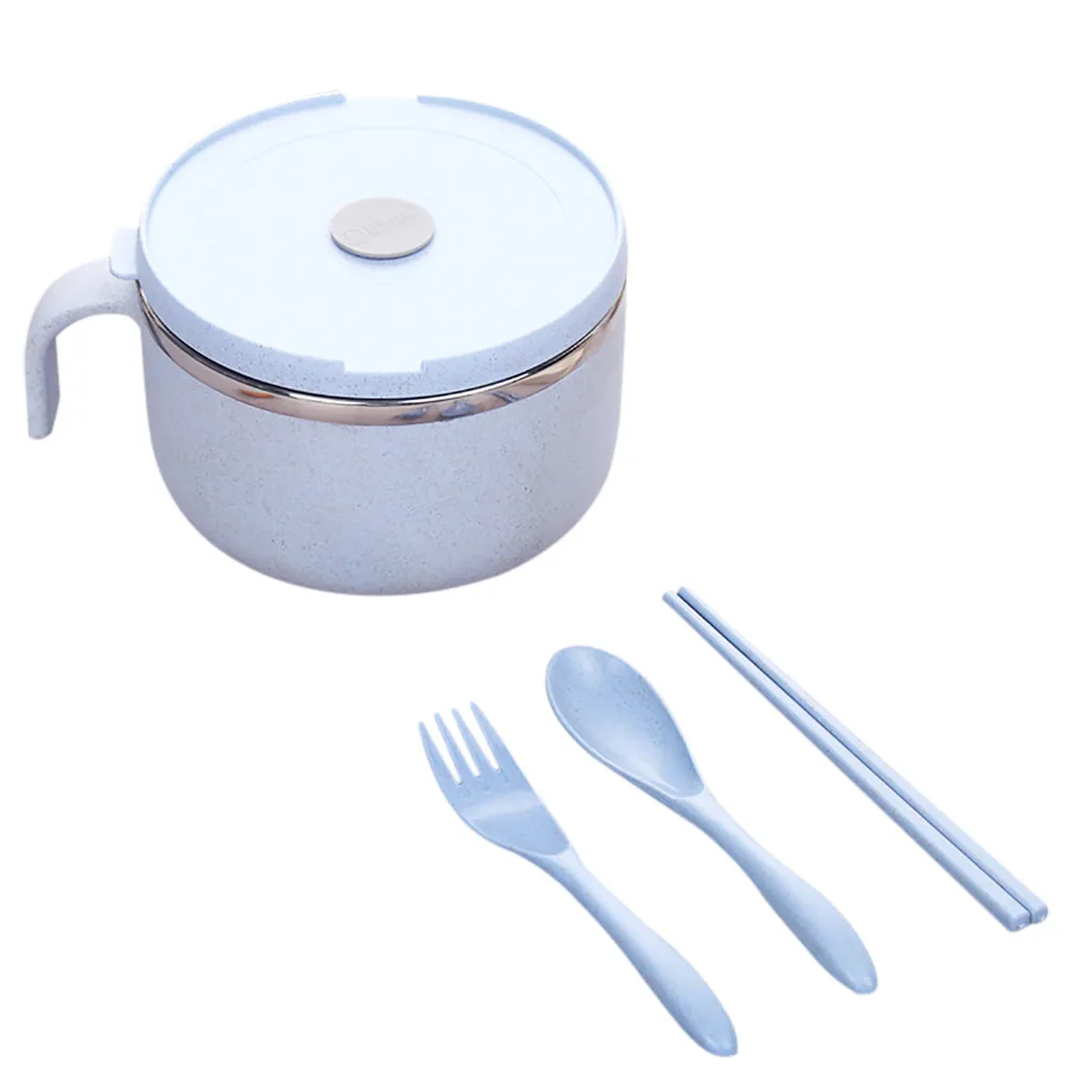 

Student Lunch Box for Kid Eco-Friendly Wheat Straw Noodle Bowl Handle Food Fruit Container Kitchen Rice Soup Bowl Bento Box Y1