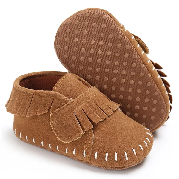 Leather Baby Boy Moccasins Soft Sole Tassel Kids Shoes Toddler Booties