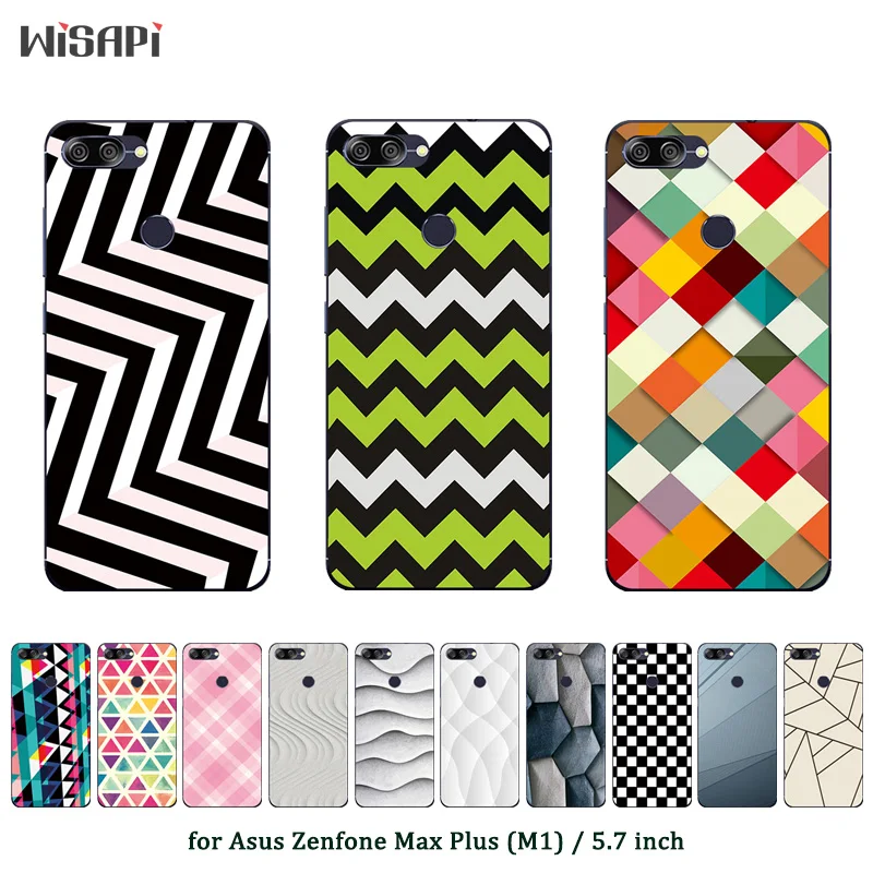 

For Asus ZenFone Max Plus M1 Square Printed Silicon 5.7 inch Phone Case For ZenFone Max Plus M1 ZB570TL X018D Back Cover