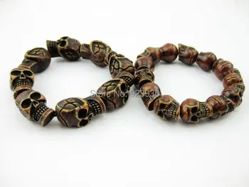 

free shipping 6 pcs Bracelet Tibetan Death Skull Yak Bone Skulls Mans Bangle Jewelry