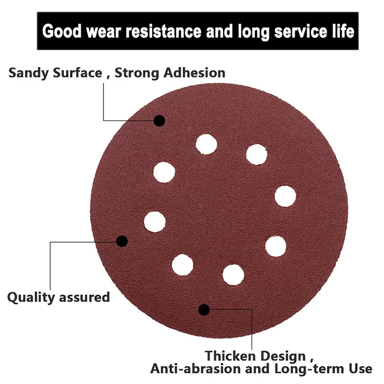 5 шт. 5 дюймов 125 мм круглая наждачная бумага восемь отверстий диск песок листы Зернистость 40-120 крюк и петля шлифовальный диск полировка
