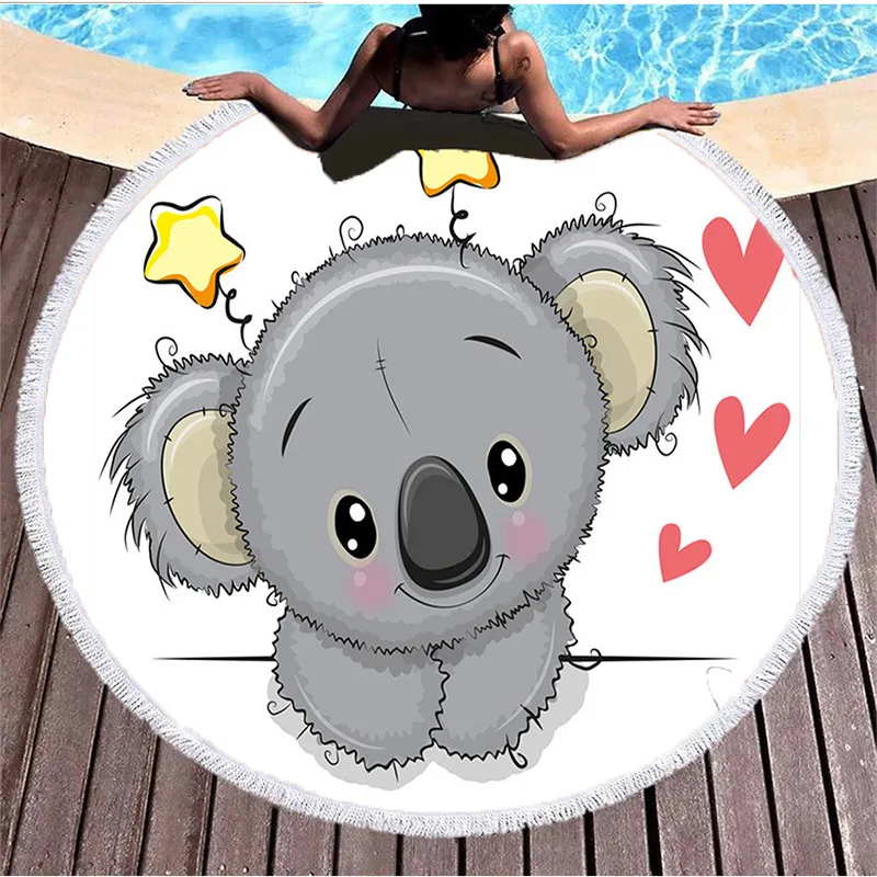 

koala Beach towel swimming Bath Towel circle Blanket Tapestry Mat Blanket Decor towels cute cartoon towel drop shipping