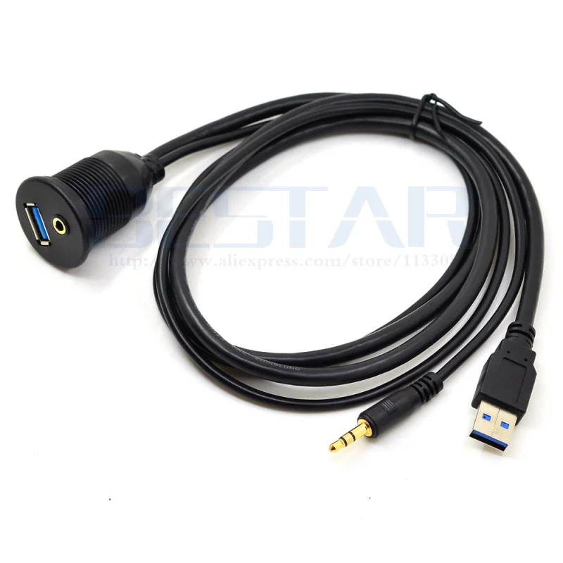 1 м USB 3 0 & 5 мм к AUX Удлинительный кабель для скрытого монтажа шнур