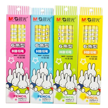 

12pcs/lot cute cartoon kawaii HB korean writing drawing artist rabbit wood pencil school office supplies student kid stationery