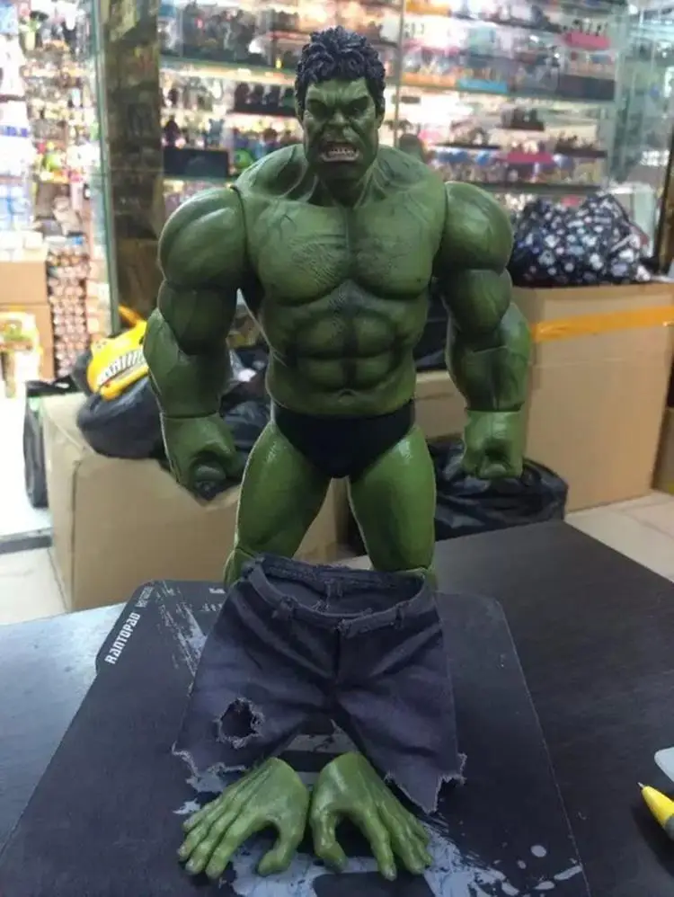 Продажа Marvel мстители Супер Герои 1 6 брюки с рисунком чешуи можно снять ПВХ Халк фигурка Коллекционная модель игрушки 26 см KT1332